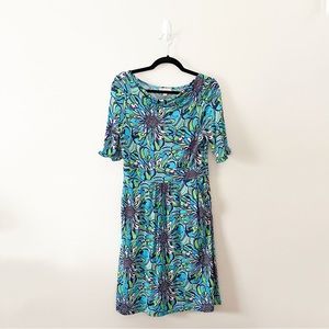 Lilly Pulitzer Blanca Dress Rehearsal Print Pockets Cowl Neck Ruffle